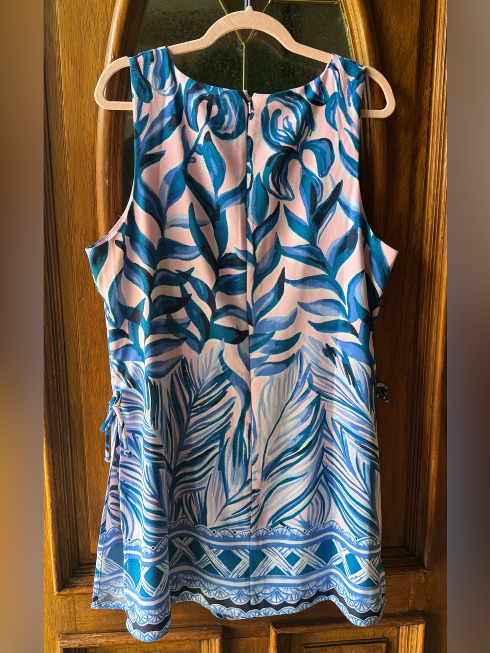 Size 16 Lilly Pulitzer Pink and Blue Tropical Sleeveless Mini Dress/ Romper - Picture 2 of 11